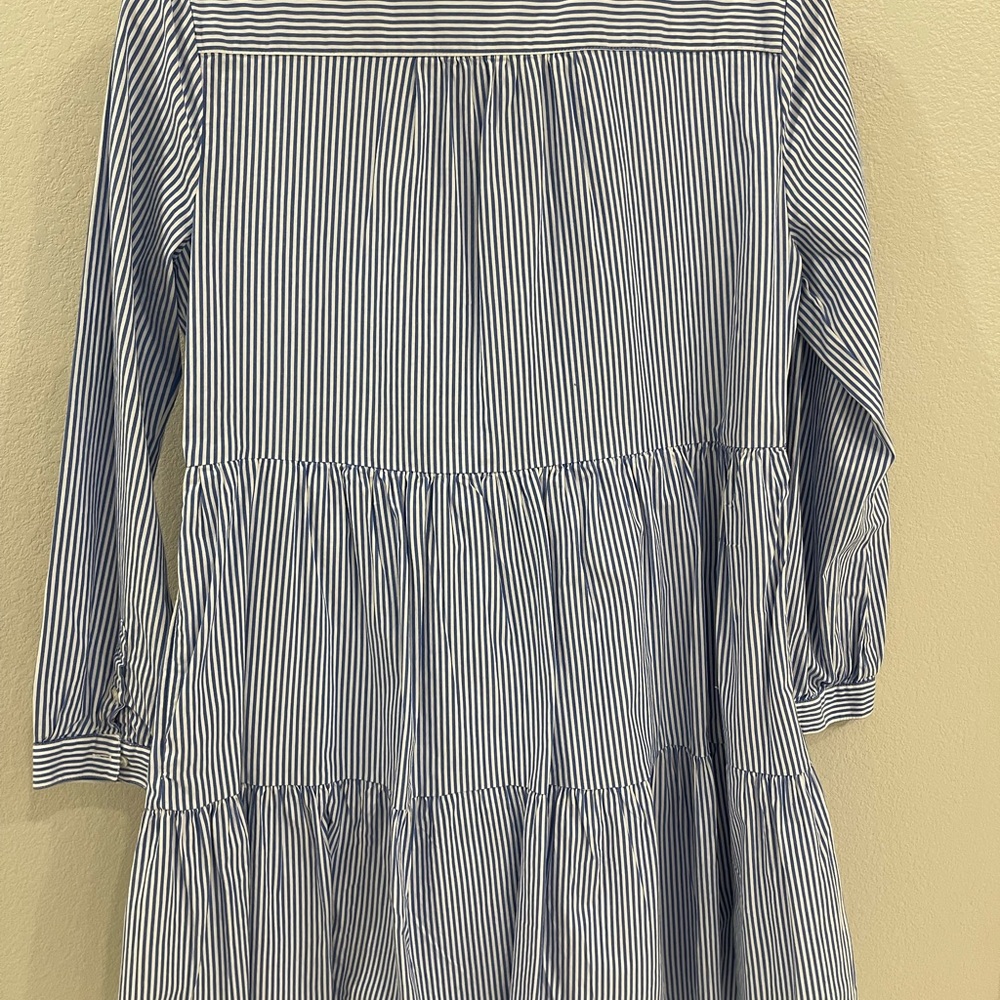 J CREW poplin Striped Blue and White